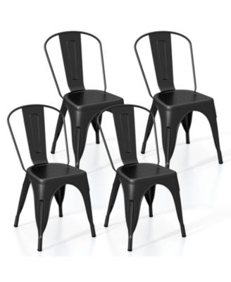 Tolix Style Metal Dining Chairs Set of 4 w/ Removable Backrest for Dining Room