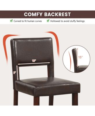 4-Piece PVC Leather Counter Height Bar Stool Set w/ Back and Rubber Wood Legs