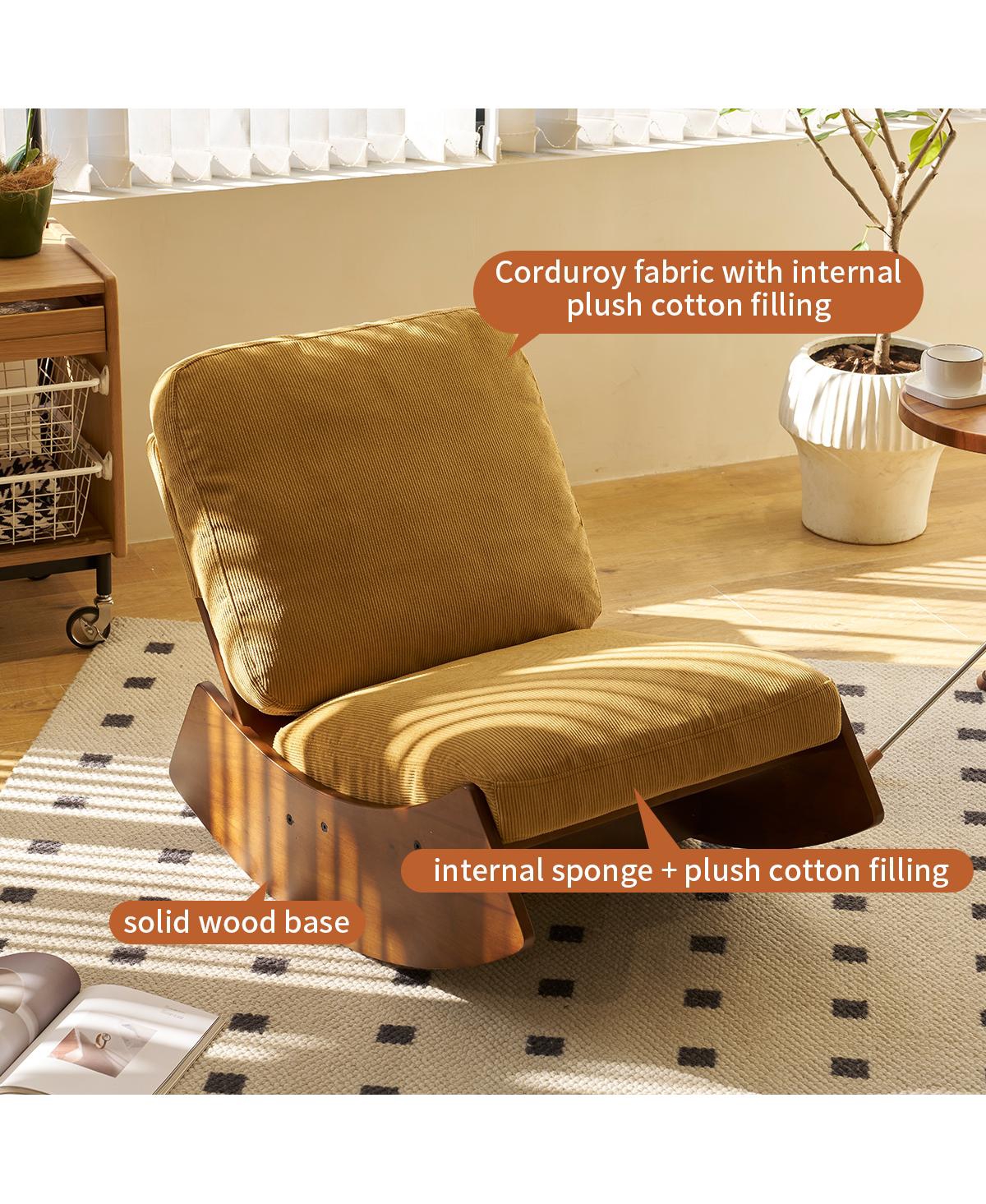 Flynama Corduroy-Wood Comfortable Glider Rocking Chair Furniture