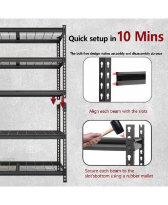 5-Tier Heavy Duty Metal Shelving Unit - Adjustable Storage Rack for Garage Basement Warehouse, 4000 lbs Total Load Capacity