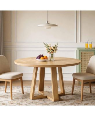 Round Dining Table for 4-6 People, 47 Inches Dining Room Table with Pedestal Base(Table Only)
