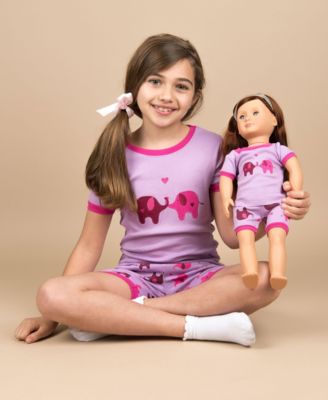 Little Girls Matching Doll Snug-Fit Cotton Short Sleeve Pajamas