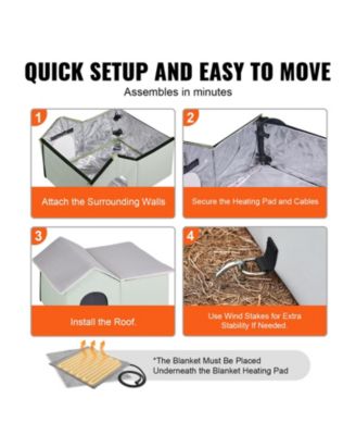 Heated Cat House, Foldable Kitty Shelter with Warm Heated Pad for Outdoor & Indoor Use