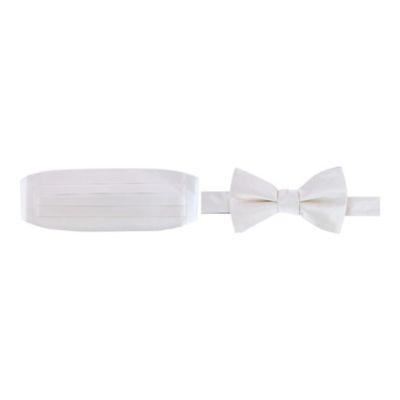 Men's Sutton Solid Color Silk Cummerbund and Bow Tie Bundle