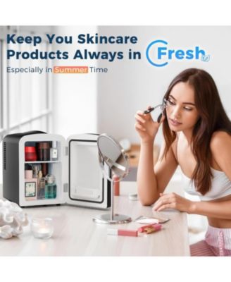 4L Skincare Fridge with Dimmable LED Mirror & AC/DC Power