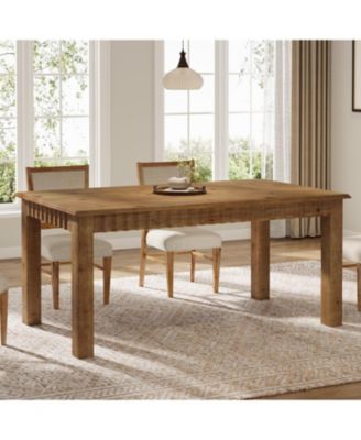 63-Inch Solid Wood Dining Table for 6, Farmhouse Kitchen Table, Rectangular Wood Dinner Table for Dining Room, Living Room