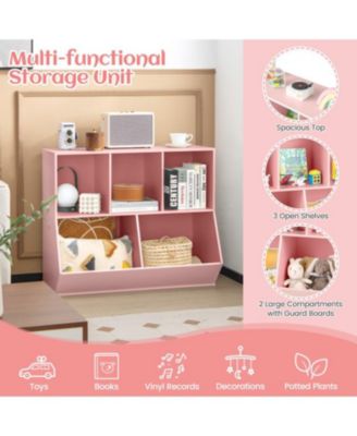 Kids 5-Cube Wooden Toy Organizer with Safety Anti-Tipping