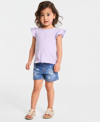Girls' Toddler 12M-5T Dot-Print Tie-Front T-Shirt