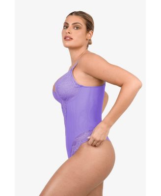 Women's Shapewear Lace Deep V-Neck Sculpting Thong Bodysuit