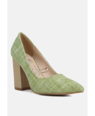 Womens Elsie Canvas Block Heel Pumps