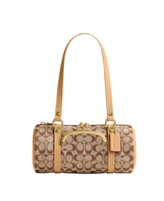 COACH Kisslock Small Signature Jacquard Barrel Shoulder Bag 28