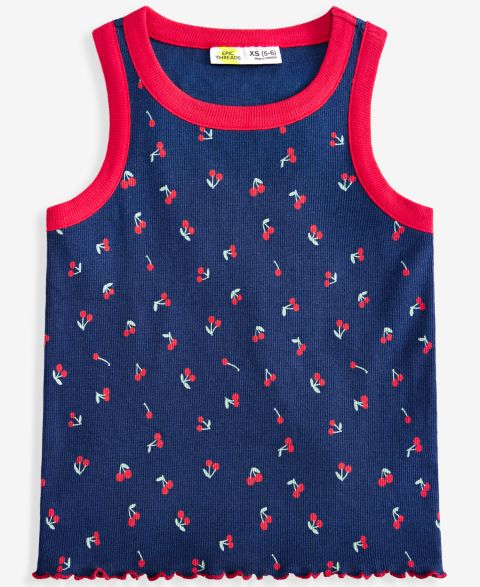 Топ Epic Threads Cherry-Print для девочек, цвет: Синий
