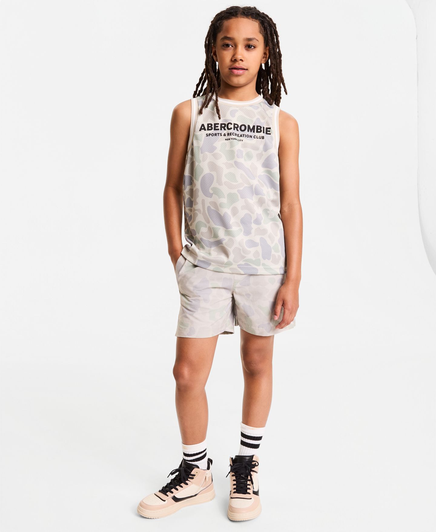 Детская сетчатая майка abercrombie kids без рукавов для мальчиков, цвет: Светлый камуфляжный — фото 2