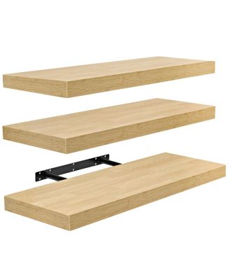 Set of 3 (24"x9") Sorbus Rectangle Floating Shelves with Invisible Brackets - for Bedroom, Kitchen Decor, Bathroom Shelves