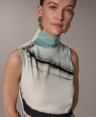 Petite Sleeveless Mock Neck Top