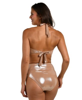 Women's Faux Beads Bandeau Neck Bikini Top