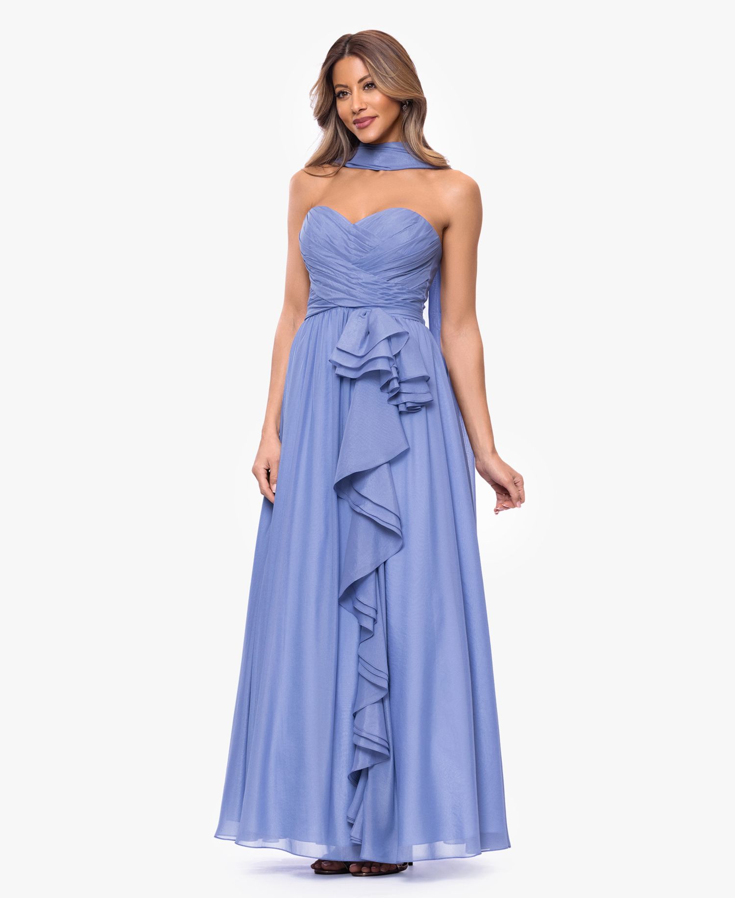 Women's Scarf Detail Strapless Gown