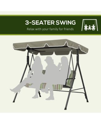 3-Seat Outdoor Patio Swing w/ Canopy & Cushion, &
