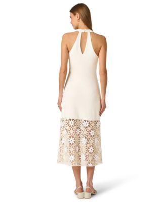 Women's V-Neck Crochet Midi Dress