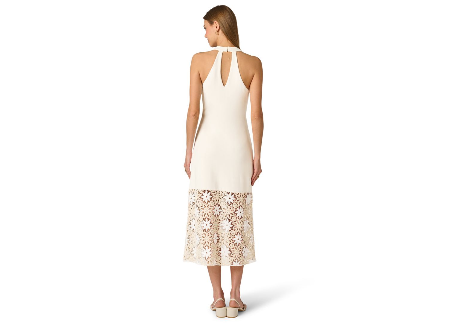 Women's V-Neck Crochet Midi Dress