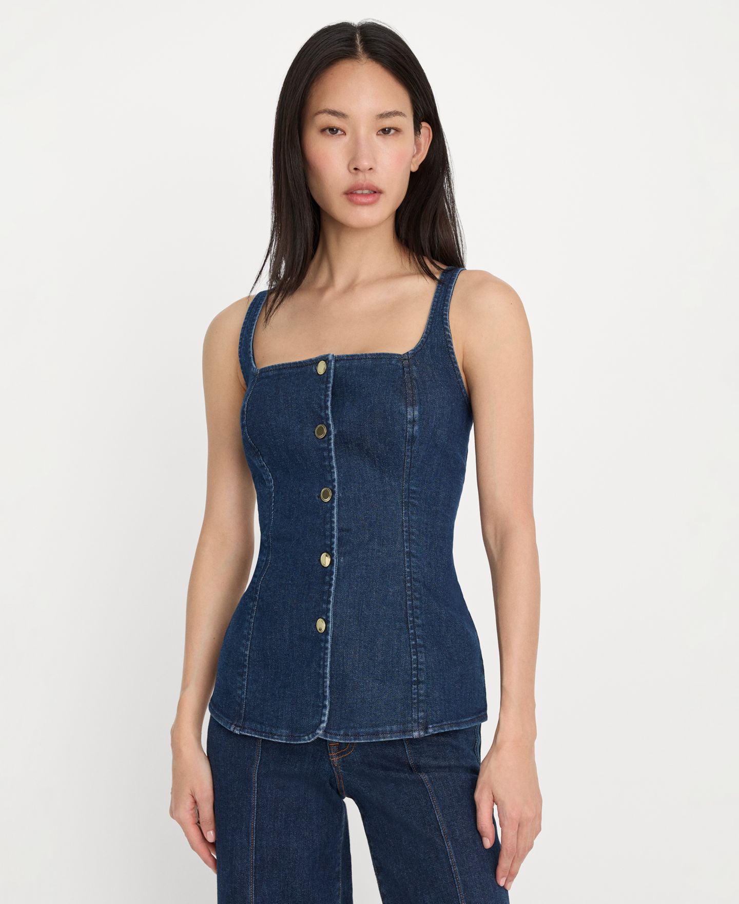 Женский топ Good American Square Neck, Regular & Plus Size, цвет: Синий — фото 1
