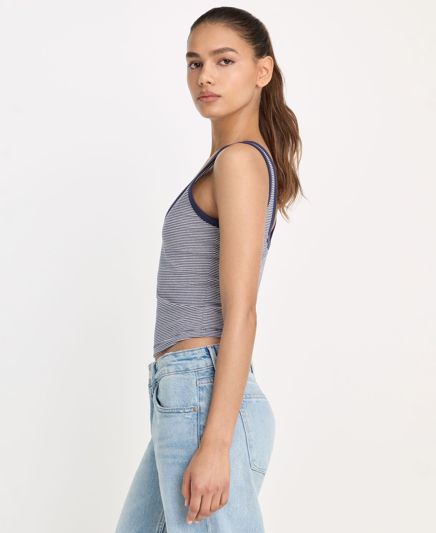 Женский топ Good American Scoop Neck, Regular & Plus Size, цвет: Синий — фото 2