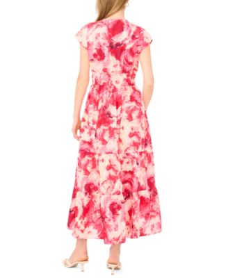 Women's Short-Sleeve V-Neck Maxi Dress