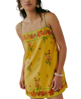 Free People Women's Printed Straight Neck Mini Dress - Macy's