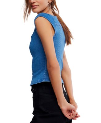 Women's Marilyn Denim Square Neck Corset Top