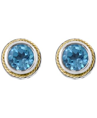 Blue Topaz Earrings (1-1/4 ct. t.w.) in Sterling Silver with 18k Yellow Gold Plating