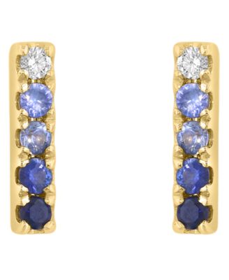 Sapphire (1/3 ct. t.w.) & Diamond (0.02 ct. t.w.) Earrings in 14k Yellow Gold