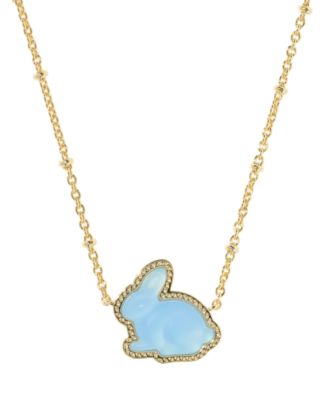 Gold-Tone Over Bunny Short Pendant Necklace