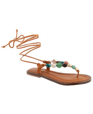 Women's Santiago Lace-Up Thong Flat Sandals