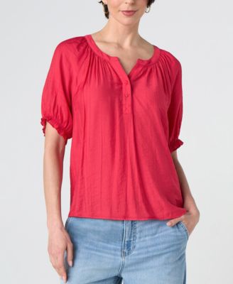 Women's Draped Short-Sleeve Blouse