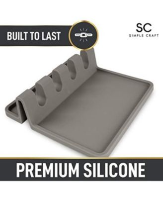 Silicone Kitchen Utensil Rest with Drip Pad for Multiple Utensils