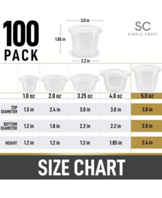 100 Pack Clear Jello Shot Cups with Lids - Disposable Condiment Cups