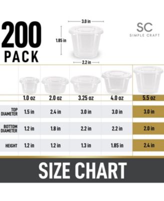 200 Pack Clear Jello Shot Cups with Lids - Disposable Condiment Cups