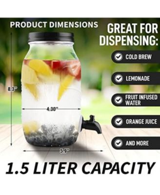 1.5L Cold Brew Coffee Maker with Glass Carafe & Stainless Steel Filter