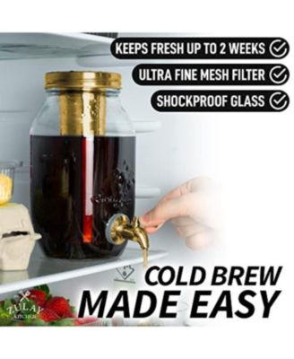 1.5L Cold Brew Coffee Maker with Glass Carafe & Stainless Steel Filter