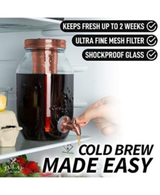 1.5L Cold Brew Coffee Maker with Glass Carafe & Stainless Steel Filter