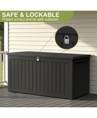 270 Gallon Patio Waterproof Resin Deck Box Lockable Outdoor Storage Garden Tools