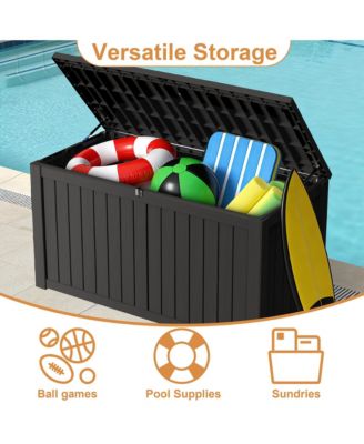 190 Gallon Patio Waterproof Resin Deck Box Lockable Outdoor Storage Garden Tools