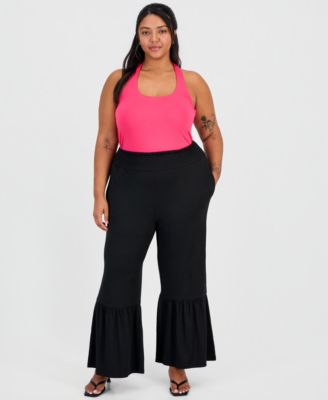 Trendy Plus Smocked-Waist Tiered Pants