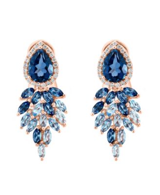 London Blue Topaz (3-3/4 ct. t.w.), Sky Blue Topaz (1-5/8 ct. t.w.) & Diamond (1/4 ct. t.w.) Statement Earrings in 14k Rose Gold