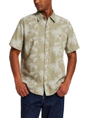 Men's Short-Sleeve Button Down 100% Cotton Print Shirt