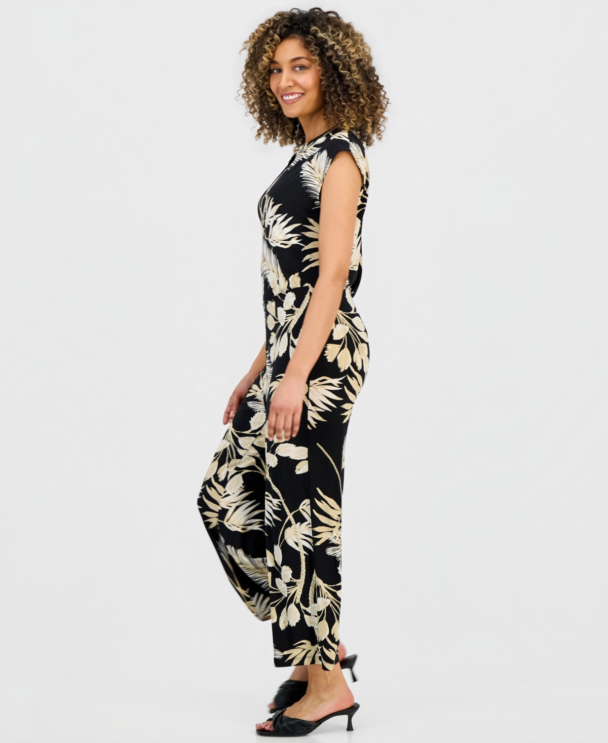 Anne Klein Essentials Petite Printed Pull-On Cropped Pants