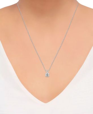 GIA Certified Diamond Solitaire 18" Pendant Necklace (1 1/2 ct. t.w.) in 14K White Gold
