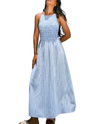 Women's Pucker Striped Maxi Beach Dress