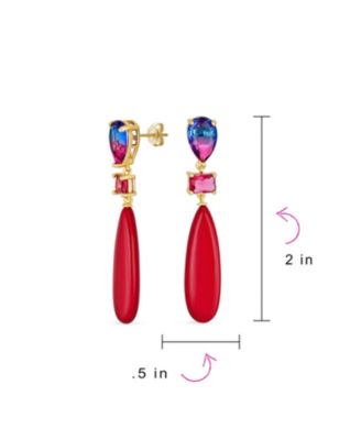 Linear Multi Color Chandelier Elongated Long Teardrop Dangling Earrings