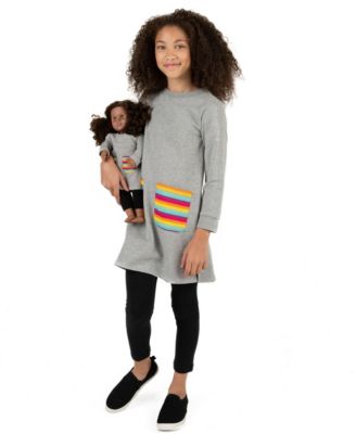 Leveret Toddler Girls Matching Doll Long Sleeve Tunic Sweatshirt Dress - Light grey 35$